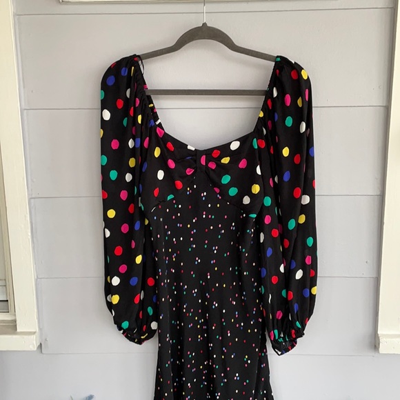 Rixo Black Polka Dot Swing Dress Size 4 - Picture 3 of 8